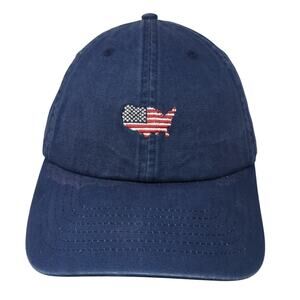 USA Flag Slideback Baseball Cap Blue One Size Adjustable Embroidered Patriotic